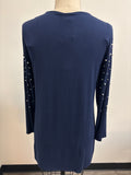 New Chico's Blue Pearl Detail Top, S