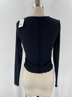 New Aerie Black Rib Knit Top, S