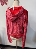 Fabletics Red Crushed Velour Jacket, M