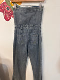 Blue Blush Denim Strapless Jumpsuit, S