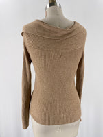 Anthropologie Brown Rib Knit Fitted Sweater, L