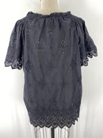 Adiva Black Eyelet Top, 1X