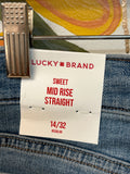 New Lucky Brand Sweet Mid Rise Straight Jeans, 14