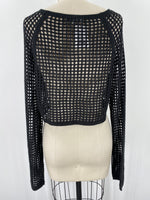 Love Tree Black Open Stitch Sweater, L