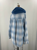 American Eagle Blue Hooded Button Front Top, M