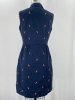 Brooks Brothers Navy Bird Print Dress, 8