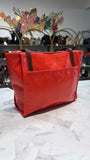 Hobo Red Leather Shoulder Bag, 13"x9"