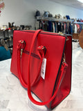 Red Faux Leather Crossbody Bag, 13"x10"