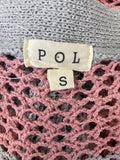 Pol Pink/Gray Open Stitch Cardigan, S