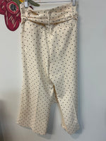 Cynthia Rowley Ivory with Black Polka Dot 23.5" Inseam Cropped Pants, 4