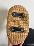 Straw with Black Trim Handbag, 12"x6.5"