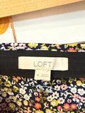 Loft Navy Print Silky Skirt, XL