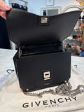 Givenchy Black Bow Cut Chain Studded Leather Crossbody Bag, 9"x6.5"
