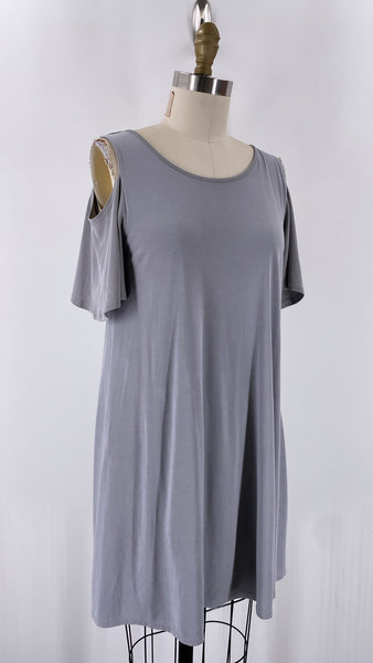 Lazy Sunday Gray Open Shoulder Dress, S