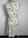 Perceptions 2pc Cream/Green Dress + Cardigan, M Petite