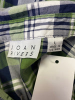 Joan Rivers Green Plaid Top, L