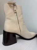 Sam Edelman Cream Leather Winnie Block-Heel Booties, 8.5