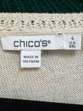 New Chico's Cream/Black Sweater, XXL