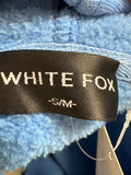 White Fox Blue Hoodie Sweatshirt, S/M