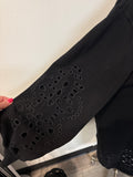New Chico's Black Eyelet Cutout Sweater, XXL