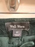 Well Worn Green Corduroy 29" Inseam Jeans, 12