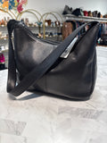 Le Donne Black Leather Shoulder Bag, 12"x8.5"