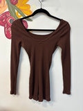 Victoria's Secret Brown Rib Knit Bodysuit, XS