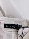 New BooHoo White Oversized Feather Balloon Top, 8