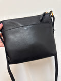 Margot Black Leather Peyton Crossbody Bag, 9"x7"