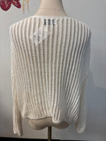 Love Knits White Open Stitch Sweater, M