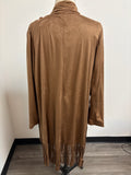 New Chico's Brown Faux Suede Fringe Jacket, M (retail $179)