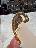 Vintage Gold Rhinestone Large Cat Brooch, 4"