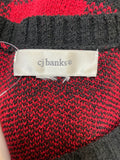 CJ Banks Red/Black Sweater, 1X