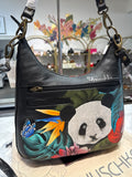 New Anuschka Happy Panda Convertible Slim Hobo Crossbody Bag, 12.75"x9.75"