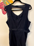 New Talbots Navy 100% Linen 27" Inseam Belted Jumpsuit, 18