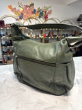 Tignanello Green Leather Shoulder Bag, 15"x10"