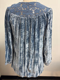 Soft Surroundings Blue Crushed Velour Top, XS Petite