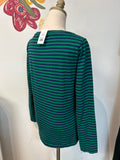 Talbots Navy/Green Stripe Cheery Top, M