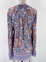 Democracy Blue Print Top, L