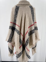 Poncho Plaid Sweater, S