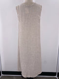 Home Frocks Tan Linen Dress, S