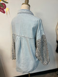 Denim Button Front Jacket, L