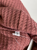 Turtleneck Pink Waffle Knit Top, L