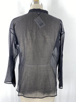Eileen Fisher Black Sheer Top, S Petite