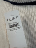 New Loft Ivory with Navy Trim Sweater, S