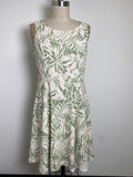 Perceptions 2pc Cream/Green Dress + Cardigan, M Petite