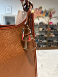 Dooney & Bourke Brown Pebble Grain Leather Messenger Bag, 9"x3.5"x10.5"