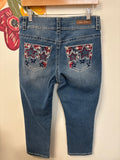 Copper Flash 22" Inseam Cropped Embroidered Star Jeans, 6