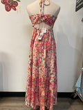 New Angie Pink Halter Dress, S