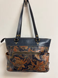 Patricia Nash Blue Leather Shoulder Bag, 15"x10"